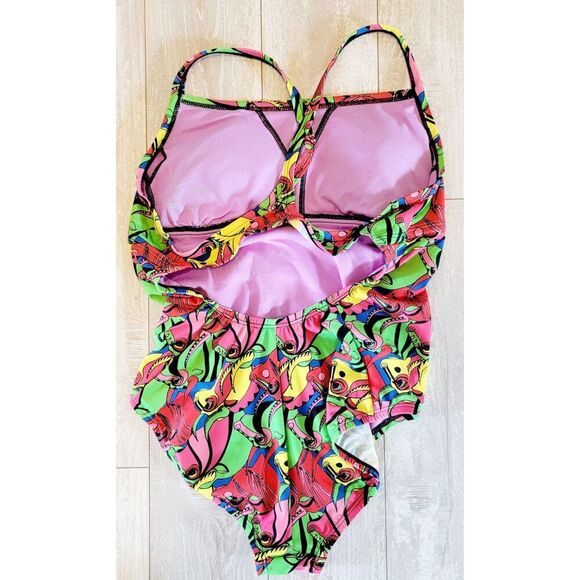 Nike S Women's HydraStrong Racerback Swimsuit Colorful Bulls Bathing Suit - Picture 2 of 8